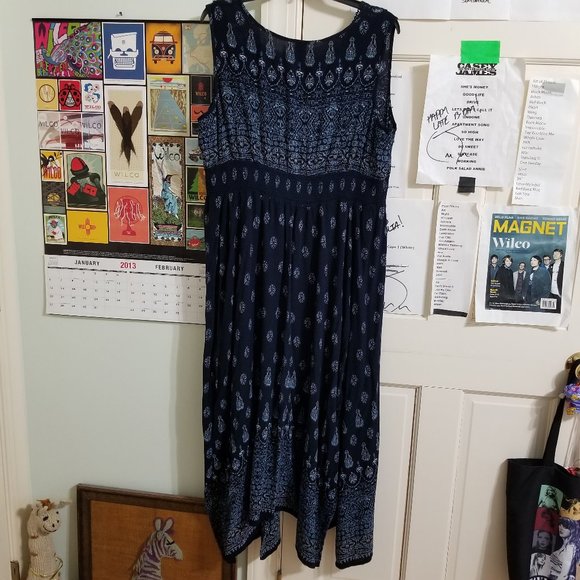 Bila dress XXL abstract geometric tribal floral crochet neck midi maxi boho - Picture 2 of 14